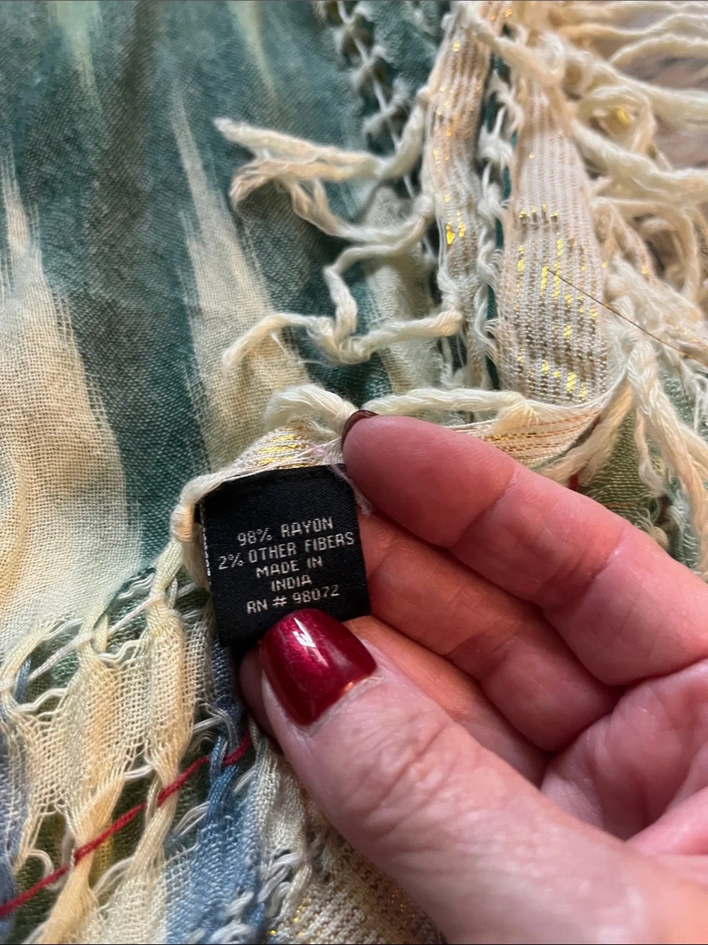 GORGEOUS Fringed Green and Yellow Boho Scarf